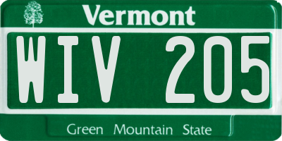 VT license plate WIV205