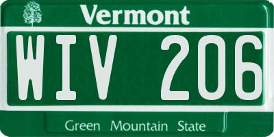 VT license plate WIV206
