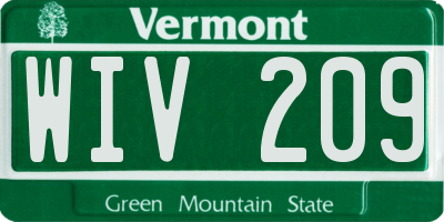 VT license plate WIV209