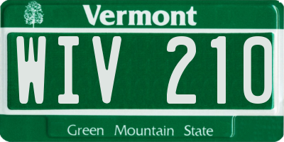 VT license plate WIV210