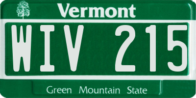 VT license plate WIV215
