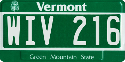 VT license plate WIV216