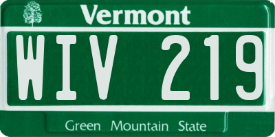 VT license plate WIV219