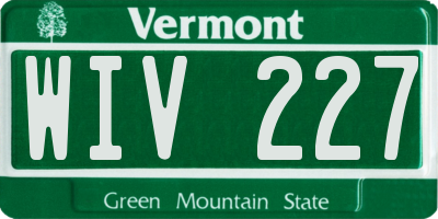 VT license plate WIV227