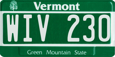 VT license plate WIV230