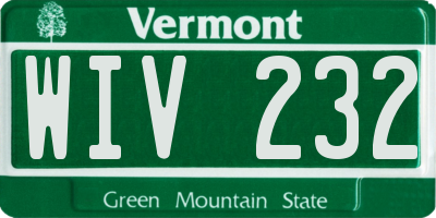 VT license plate WIV232