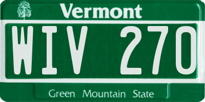 VT license plate WIV270