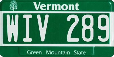 VT license plate WIV289