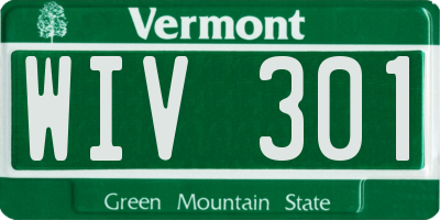VT license plate WIV301