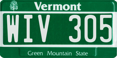 VT license plate WIV305