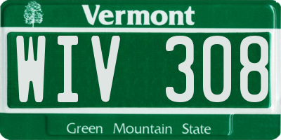 VT license plate WIV308