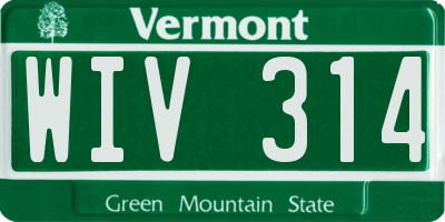 VT license plate WIV314