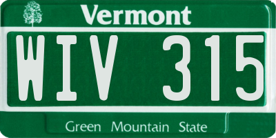 VT license plate WIV315