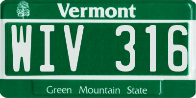 VT license plate WIV316