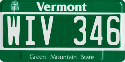 VT license plate WIV346