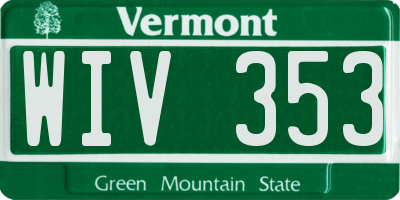 VT license plate WIV353