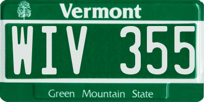 VT license plate WIV355