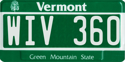 VT license plate WIV360