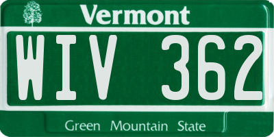 VT license plate WIV362