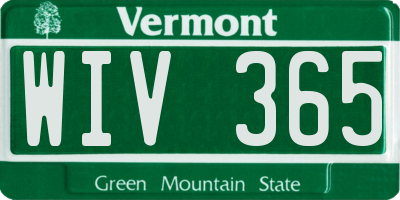 VT license plate WIV365