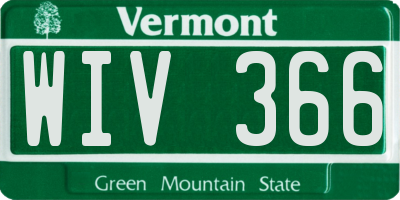 VT license plate WIV366
