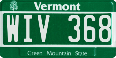 VT license plate WIV368