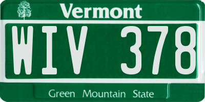 VT license plate WIV378