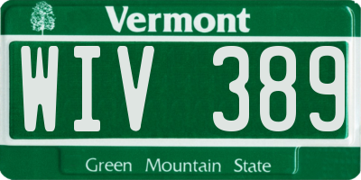 VT license plate WIV389