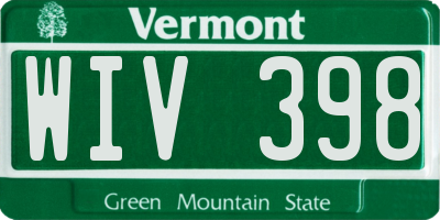 VT license plate WIV398