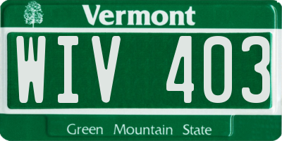 VT license plate WIV403