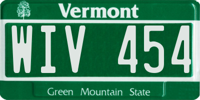 VT license plate WIV454