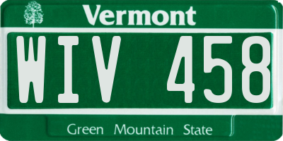 VT license plate WIV458