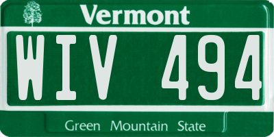 VT license plate WIV494