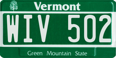 VT license plate WIV502