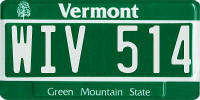 VT license plate WIV514