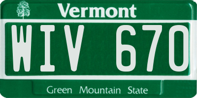 VT license plate WIV670