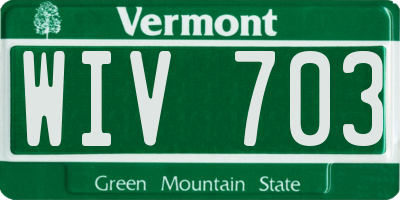 VT license plate WIV703