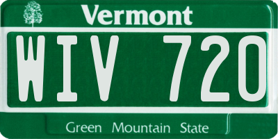 VT license plate WIV720