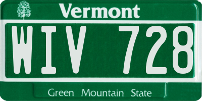 VT license plate WIV728