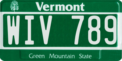 VT license plate WIV789