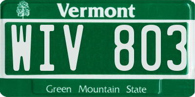 VT license plate WIV803
