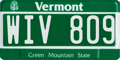 VT license plate WIV809