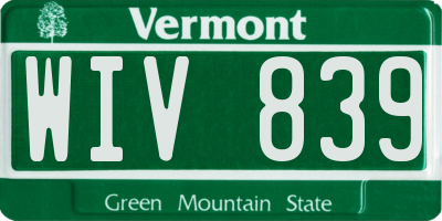 VT license plate WIV839