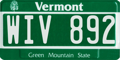 VT license plate WIV892
