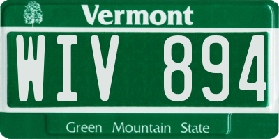VT license plate WIV894