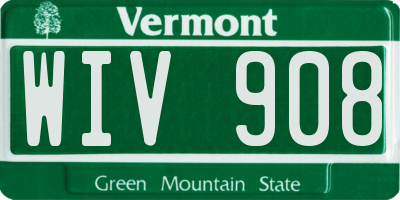 VT license plate WIV908