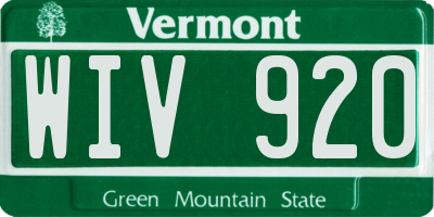 VT license plate WIV920