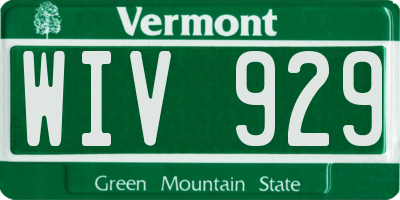VT license plate WIV929