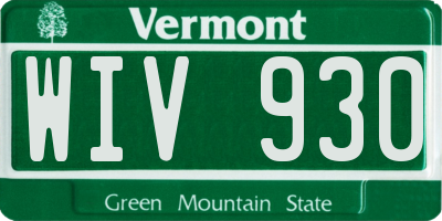 VT license plate WIV930