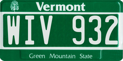 VT license plate WIV932